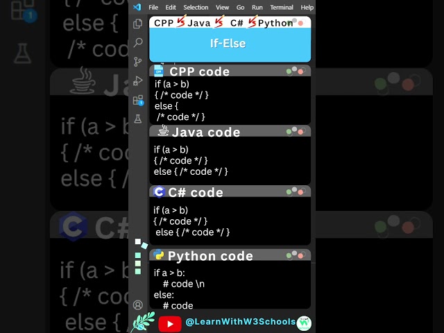 Compare 4 Major Coding Languages  to see How they use IF-ELSE? #coding #programming