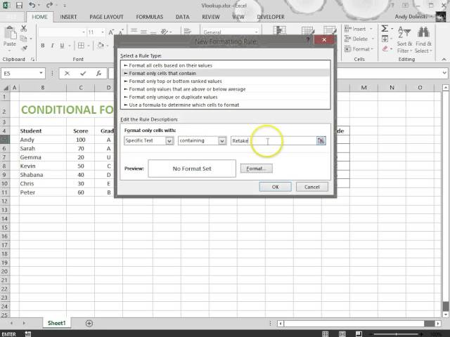 Conditional Formatting -- Microsoft Excel