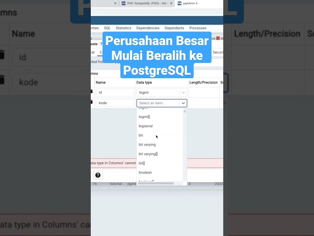 Belajar PostgreSQL di PHP #php #ecommerce #howto #shorts #tutorialphp