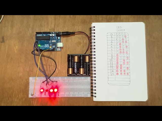 4Bit Binary Counter with Arduino and Led #arduino #science #scienceproject #maker 
