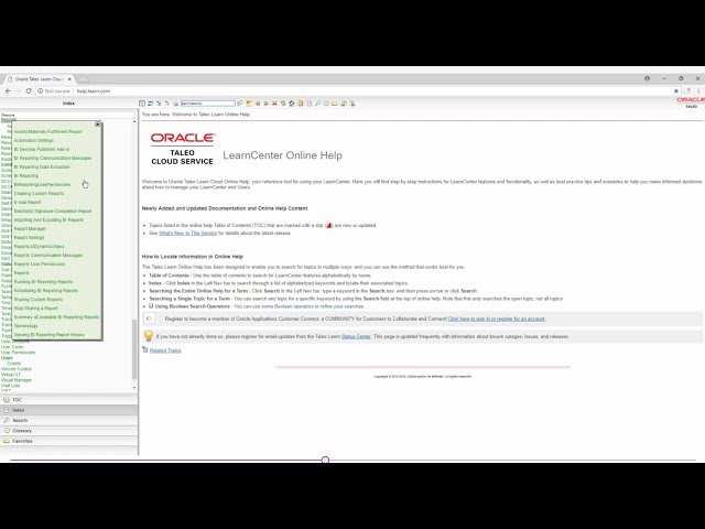 Video Six: Learn Quick Bit: LearnCenter Online Help