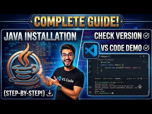 ☕Java Installation Complete Guide | Install Java & Run Your First Program in VS Code 🚀