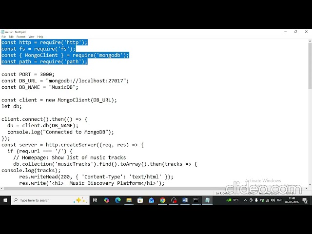 Ex 1 Node with Mongo DB Example