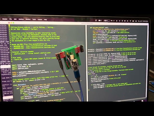 falling_forever: Playing with wavetables in CircuitPython synthio