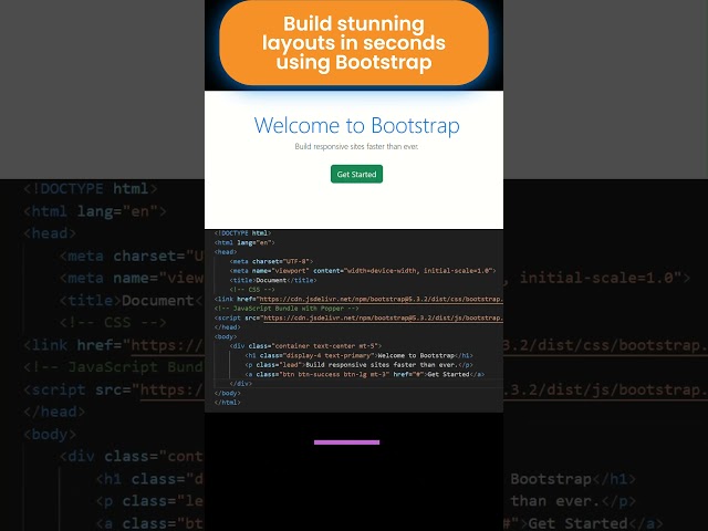 Build stunning layouts in seconds using Bootstrap! | Web Dev Magic #shorts