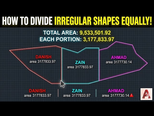 How to Divide an Irregular Shape Equally in AutoCAD | Equal Area Division
