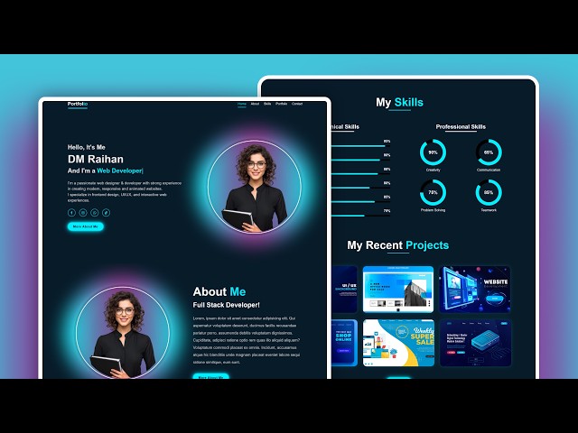 Portfolio Website Design Using HTML CSS & JavaScript | #DM007