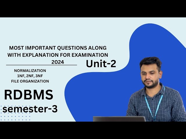 RDBMS || UNIT -2 || Most important questions from examination 2024|| | semester-3 || #ou
