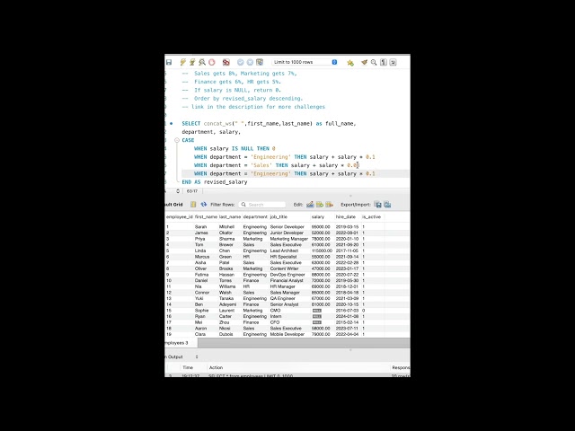 SQL CASE WHEN STATEMENT – PRACTICE SET 2Challenge Question 17