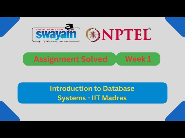 Introduction to Database Systems Week 1 || NPTEL ANSWERS 2026 #nptel #nptel2026 #myswayam