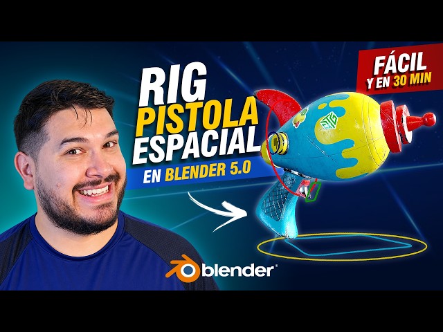 How to RIG a SPACE GUN in Blender 5.0 (Easy and in 30 Minutes!)