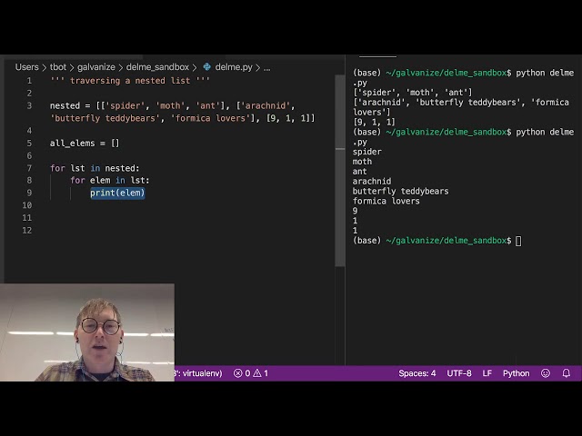 List Iteration Traversing a Single Nested List