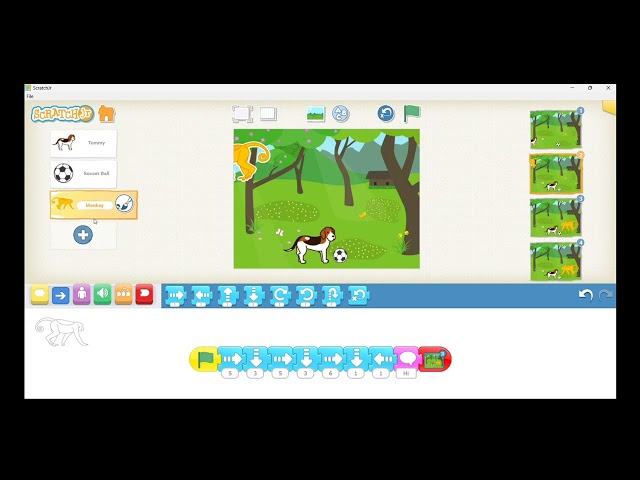 ScratchJr Project: 3 Characters, 4 Slots – Simple Coding