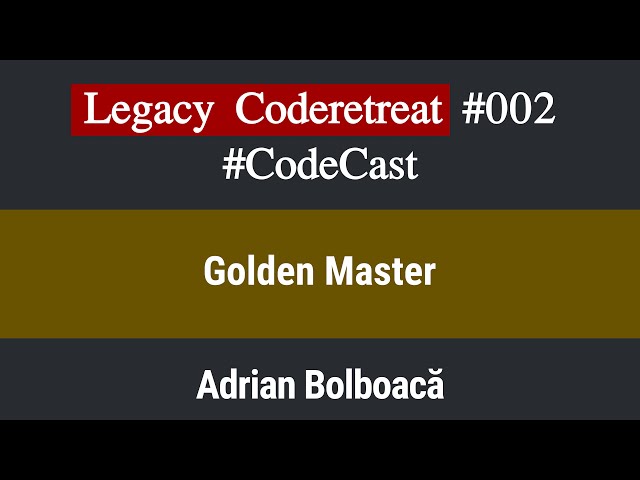 Code Cast: Legacy Coderetreat Episode 2 - Golden Master [Java]