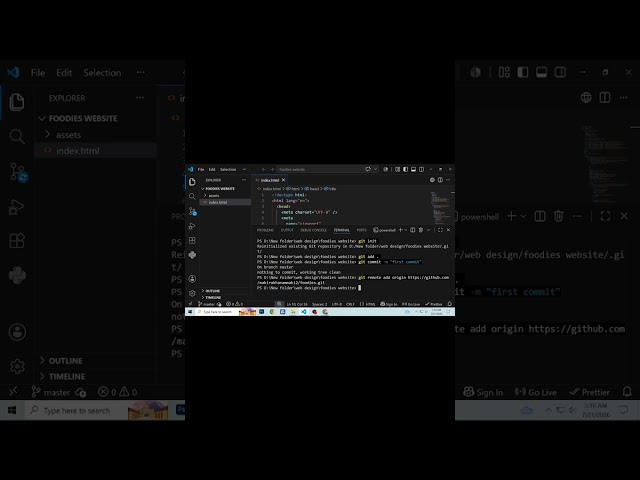 Github Repository Create and html Code Push 