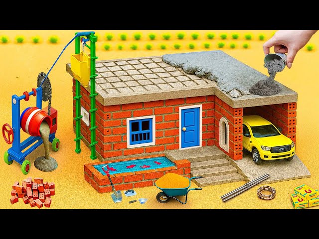 DIY Construction Science Project - Building Modern Mini Bricks House & Aquarium to Prevents Dinosaur