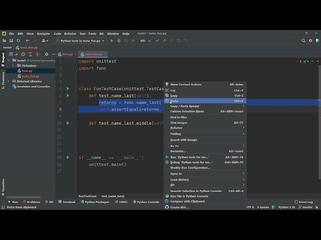 8 - Testes unitários para uma função simples python