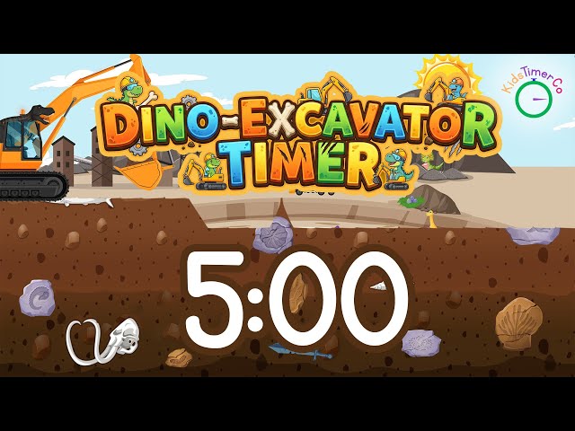 5 Minute Dinosaur Excavator Adventure! Visual Timer for Kids