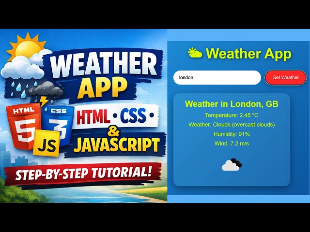 Weather App using Html CSS and Javascript | Source code Included