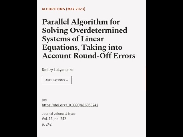 Parallel Algorithm for Solving Overdetermined Systems of Linear Equations, Taking int... | RTCL.TV