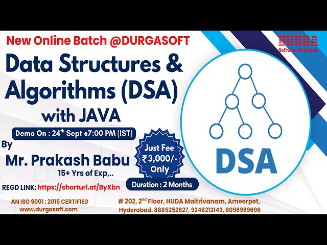 Data Structures & Algorithms with JAVA Online Training @ DURGASOFT