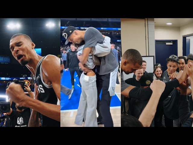 Wemby and Spurs post game and locker room celebration after advancing to Finals