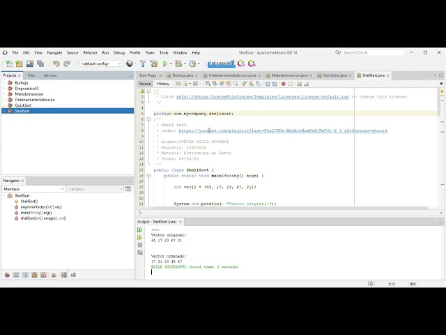 ShellSort   Apache NetBeans IDE 18 2025 03 14 14 40 26