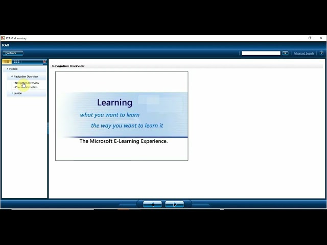 eLearning sample: A demonstration of the Microsoft eLearning Learning content development system.