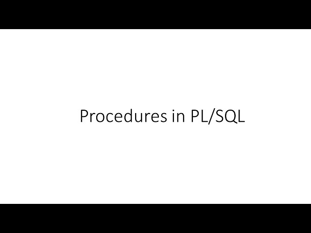 Stored Procedures in PL/SQL
