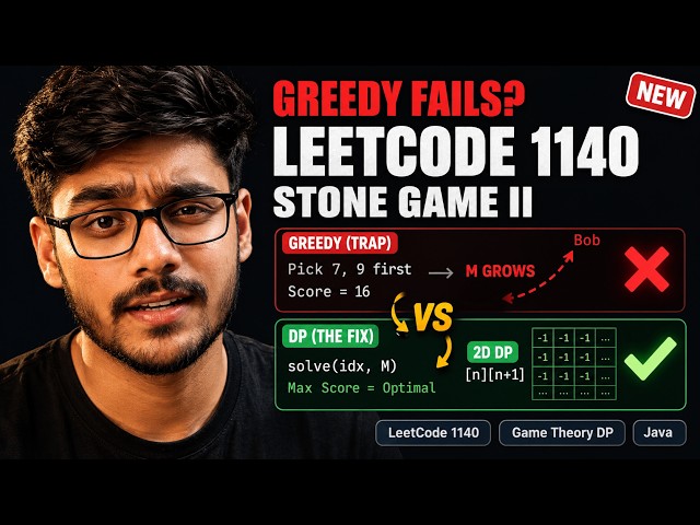 Leetcode 1140. Stone Game II Explained in Seconds | Recursive | 4 Fix Step DP  Visually Explaination
