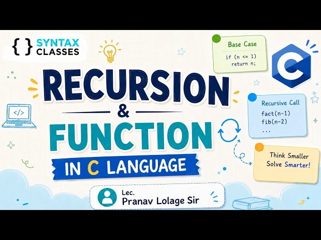 Function with Recursion in C Language | Recursive Function Explained for Beginners