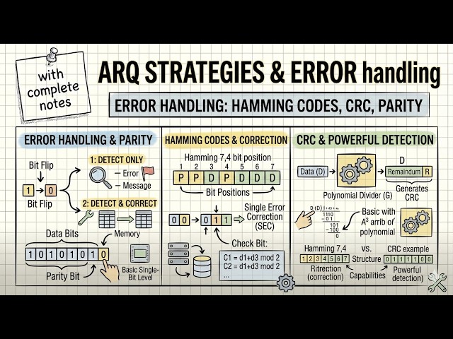 ARQ Strategies Explained – Error Detection, Parity Bits, Hamming Code & CRC | StudyPalz