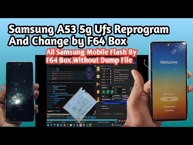 Samsung A53 5g UFS reprogram by F64 Box||Samsung A53 5g UFS Change by F64 Box Without any Dump File