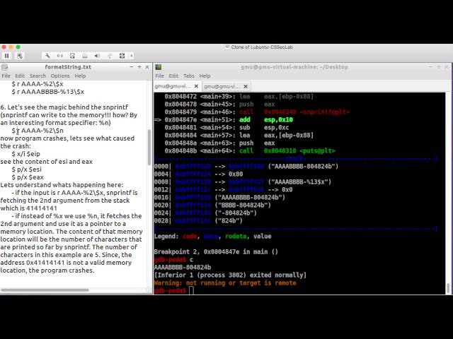 Format String Exploit: Bypass NX bit by overwriting an entry in GOT table