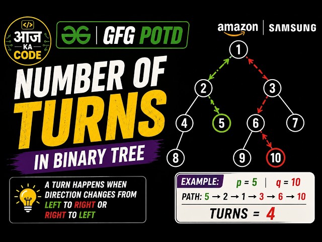 Number of Turns in Binary Tree | LCA + Path Trick | GFG POTD | C++