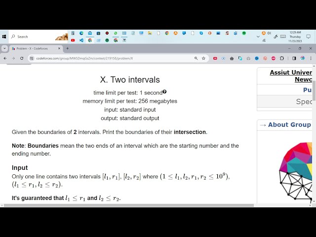 **Codeforces Sheet 1 Problem X | Two Intervals | C++ Problem Solving for Beginners**