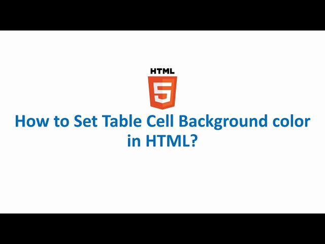 How to Set Table Cell Background color in HTML?