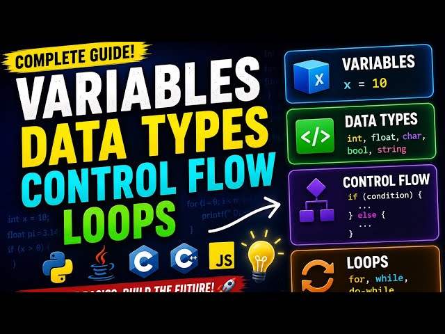 Python Variables, Data Types, Control Flow & Loops | Complete Programming Basics for Beginners 🚀 