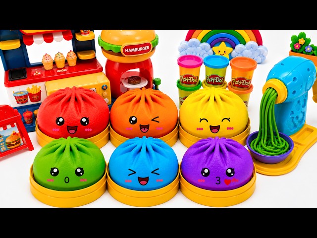 How to make PlayDoh Dumpling Squishiy Kinetic Sand 🥟🌈 Kinetic Sand ASMR