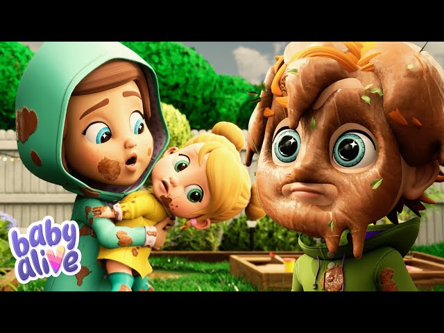 Baby Alive Official 🍼 Outdoor Muddy Puddle Playtime ☔️🌈 Cartoons for Kids ✨ Baby Videos 💕