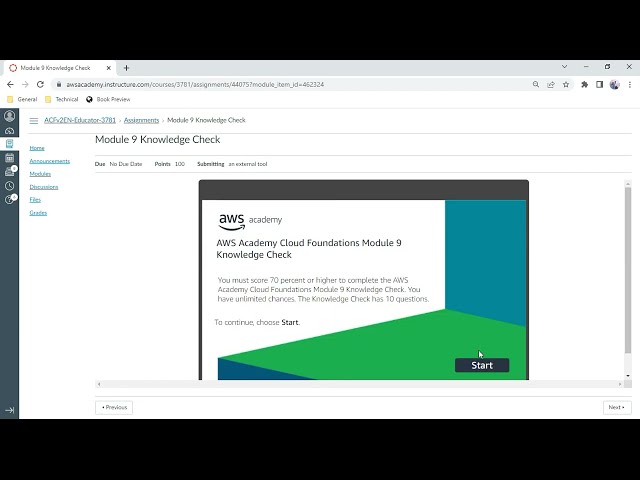 AWS Cloud Foundations -  Module 9 - Knowledge Check - Anand K
