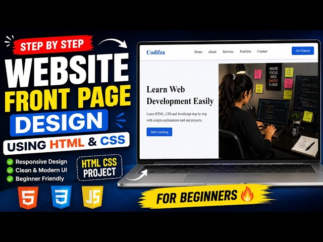 Website Front Page Design Using HTML & CSS | HTML CSS Project for Beginners#frontenddeveloper 