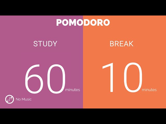 60 / 10  Pomodoro Timer  ||  No music - Study for dreams - Deep focus - Study timer