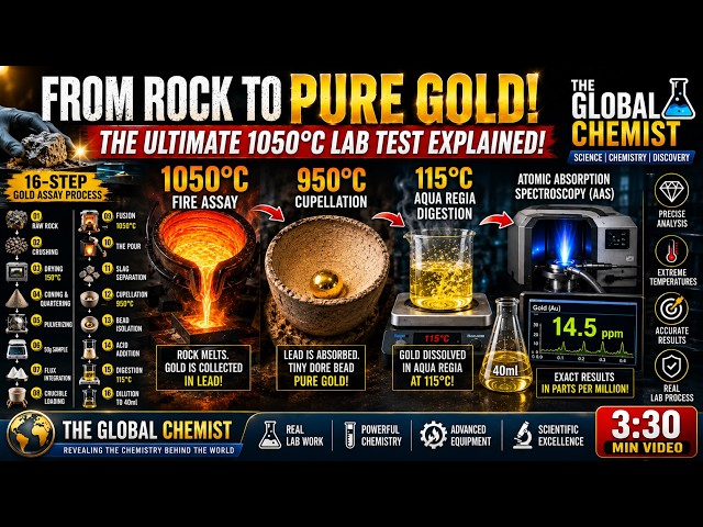 ​From Rock to PURE GOLD: The Ultimate 1050°C Lab Test Explained! ⛏️🧪​#lab #gold #mining#sample#test