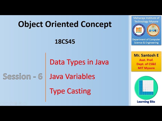 Java Object Oriented Concepts | Session-6 | Data Types & Type Casting