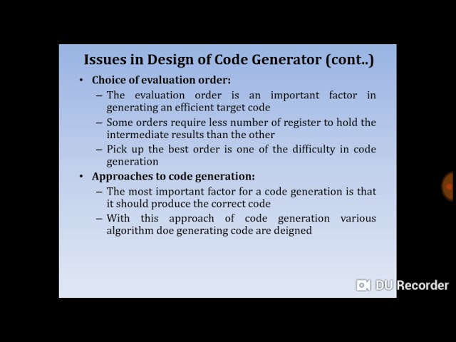 Compiler Design - Code generation