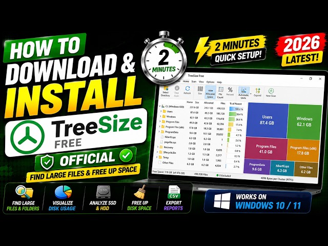 How to Download & Install TreeSize Free on Windows (2026) 🌳 | Find Large Files & Free Up Disk Space