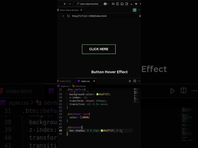 ✨🔥 Neon Skew Button Hover Effect | HTML | CSS | #html #css #htmlcss #hovereffect