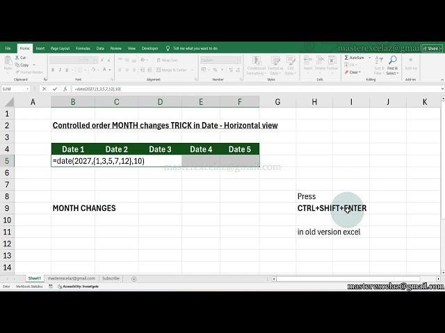 MONTH CHANGES TRICK in Excel Date - Horizontal method