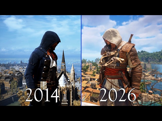 Black Flag Resynced vs AC Unity - Graphics Parkour Combat & Stealth Comparison - PC Gameplay